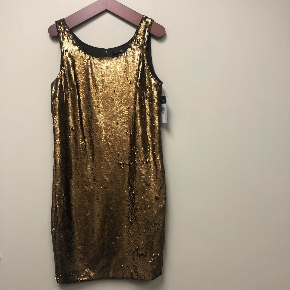 NWT - Lauren Ralph Lauren Copper sequins dress 10